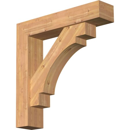 Ekena Millwork Merced Block Smooth Bracket w/ Offset Brace, Western Red Cedar, 7 1/2"W x 36"D x 36"H BKT0806X36X36MRC05SWR
